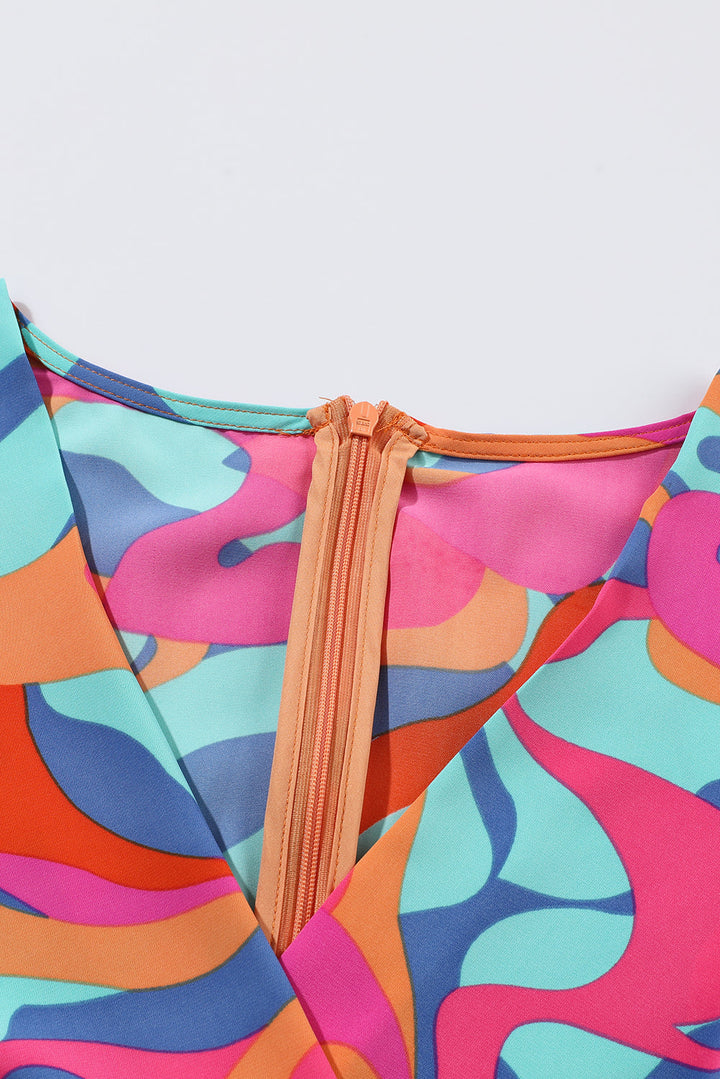 Levoire | Robe Wrap À Manches Longues Et Imprimé Abstrait Vivant Pour Femmes