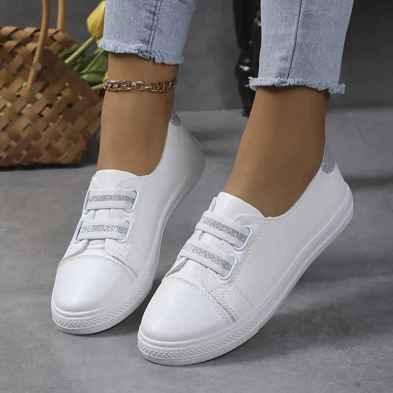 Levoire | Baskets Pour Femmes Non Ornées Avec Impression Pailletée Blanc Argent