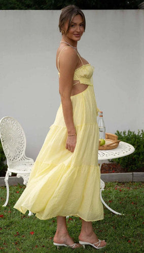Levoire | Robe longue sans manches pour femme avec coutures et volants