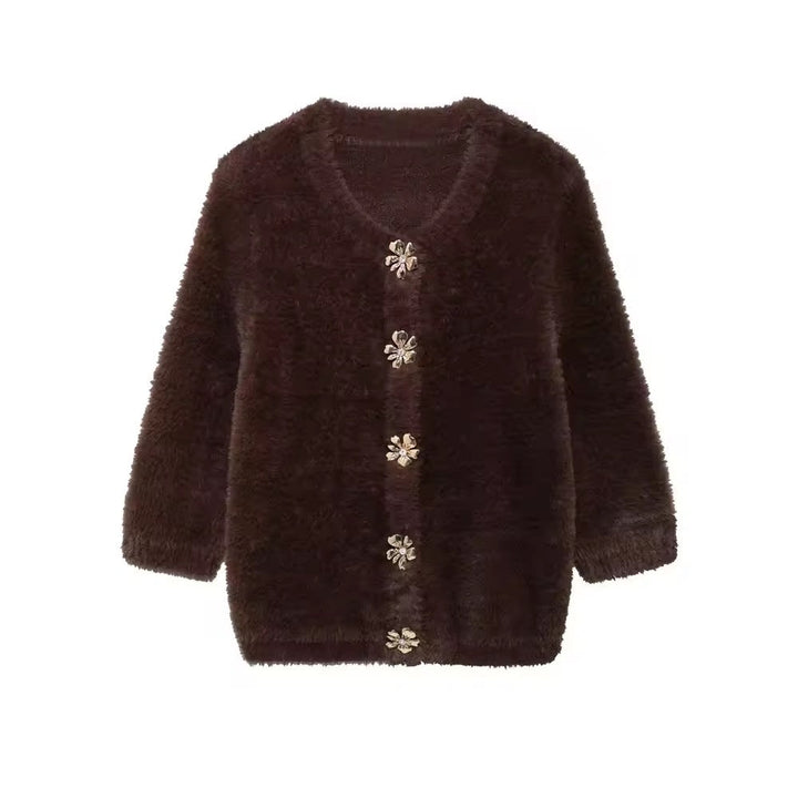 Levoire | Cardigan En Tricot Doux Avec Boutons En Forme De Fleur