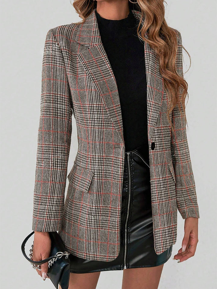 Levoire | Blazer À Carreaux Élégant À Manches Longues Couleur de mélange