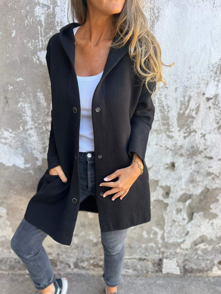 Levoire | Élégance Manteau À Capuche Noir