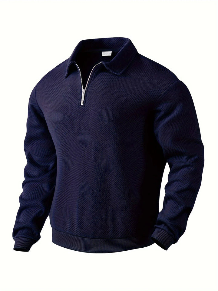 Levoire | Pull Confortable à Col Zippé à Manches Longues Bleu