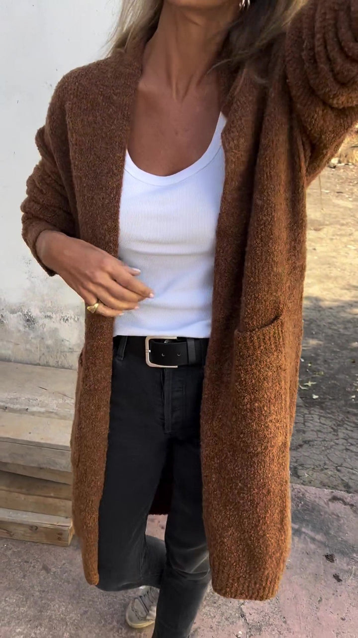 Levoire | Pull Pour Femme Décontracté En Grande Taille Tricoté Avec Poches Braun
