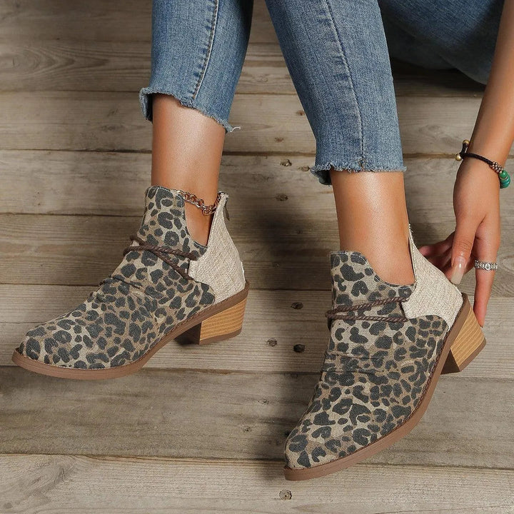 Levoire | Bottes en cuir vintage Motif léopard