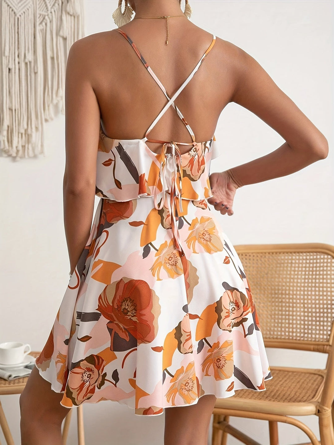 Levoire | Robe dos nu à imprimé floral blanc
