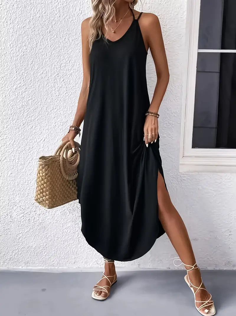 Levoire | Robe Cami À Décolleté En V Aérienne Pour Femmes Noir