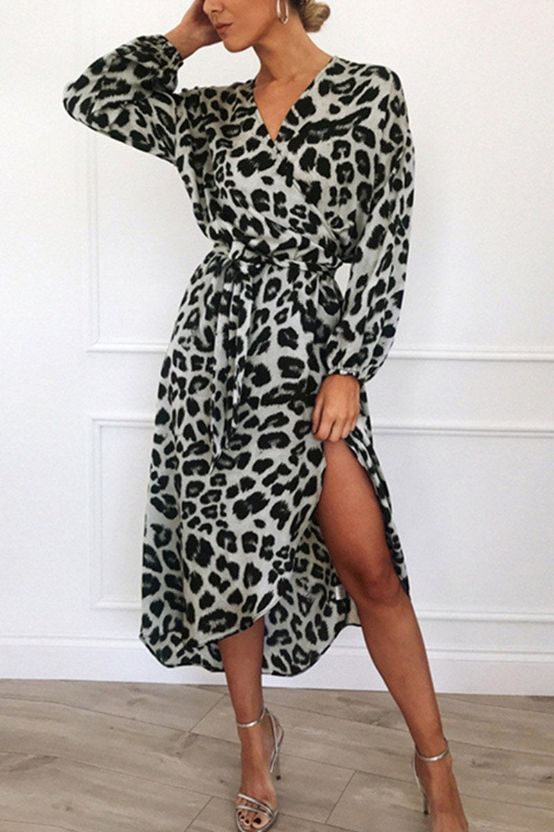 Levoire | Robe Avec Col Croisé Et Motif Gris clair