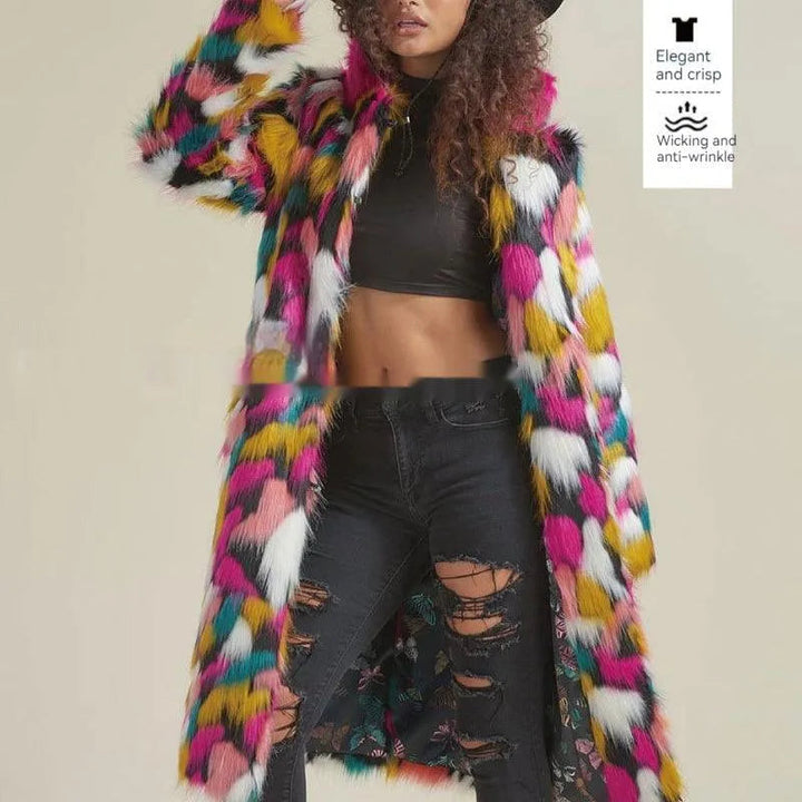 Levoire | Peignoir en fausse fourrure pour femmes de taille moyenne multicolore