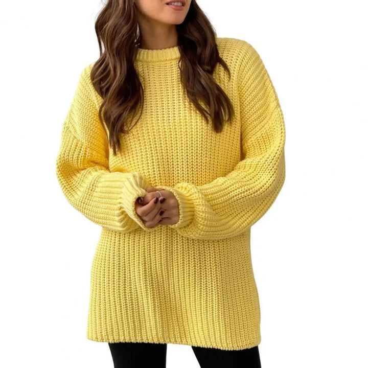 Levoire | Pull En Tricot Doux Avec Col Rond Jaune