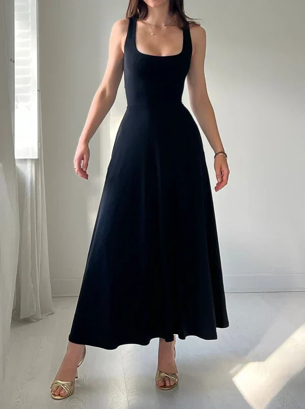 Levoire | Robe midi réversible Audrey en bambou biologique avec poches Noir