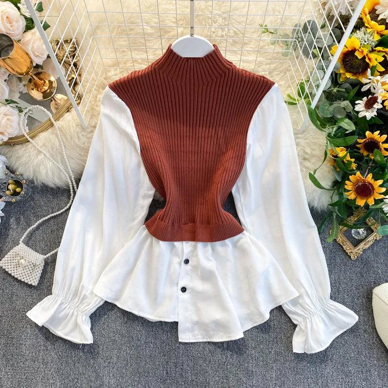 Levoire | Haut à manches bouffantes Couleur caramel Une taille
