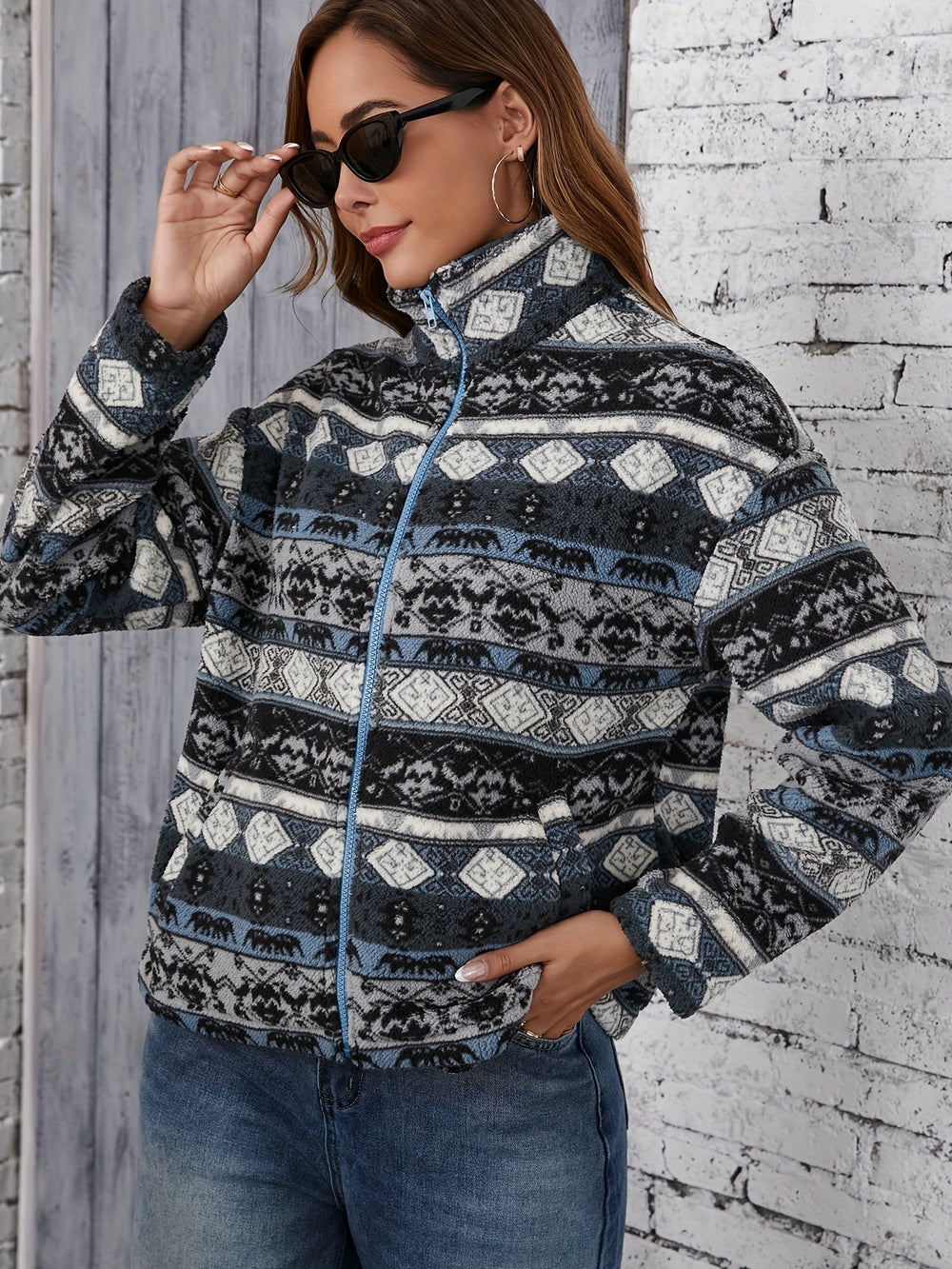 Levoire | Veste En Polaire À Manches Longues Avec Impression Tribale
