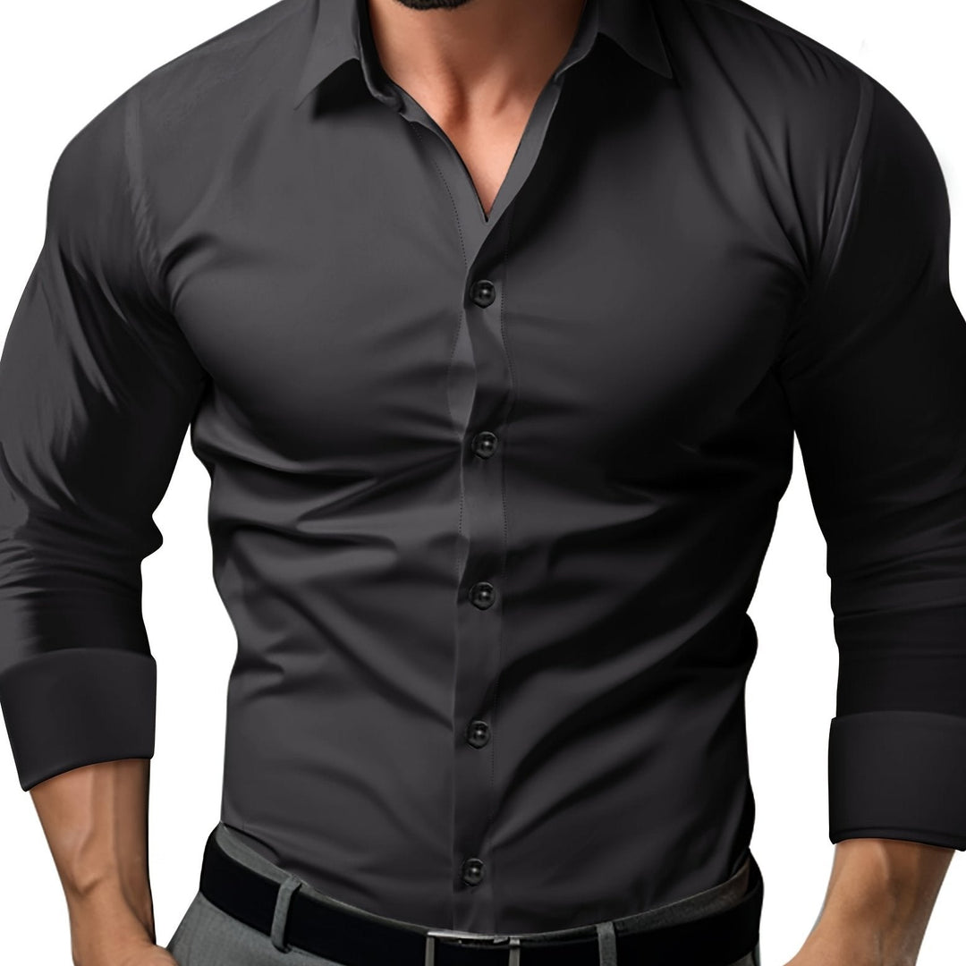 Levoire | Slim Fit Uni Chemise En Coton Noir