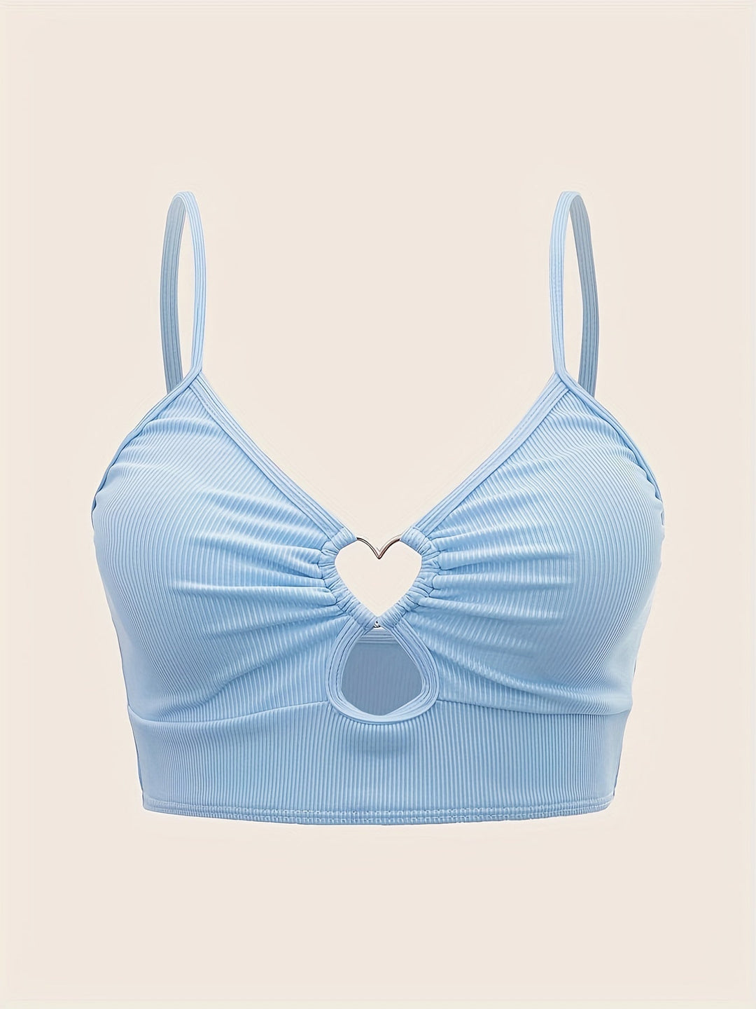 Levoire | Crop Top Rippé Avec Décolleté En Cœur Pour Femmes Bleu