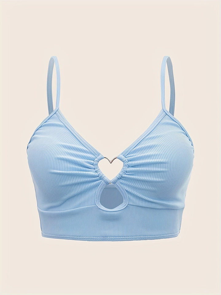 Levoire | Crop Top Rippé Avec Décolleté En Cœur Pour Femmes Bleu