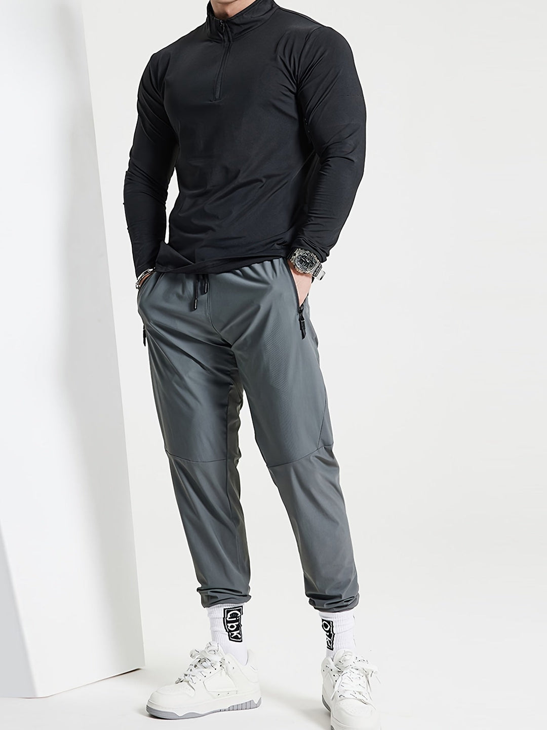 Levoire | Slim Fit Henley Shirt Avec Demi-Zip Et Col Montant