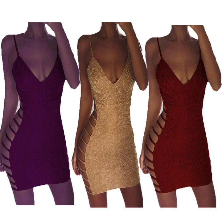 Robe mini scintillante pour femmes avec des détails découpés séduisants Levoire