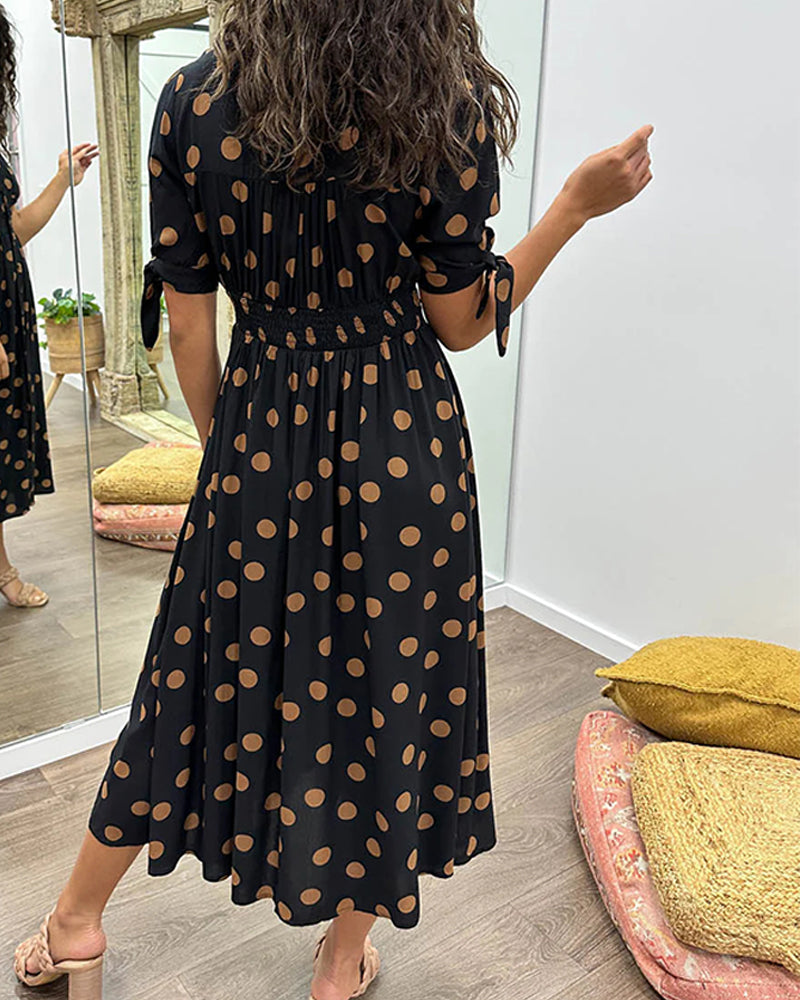 Levoire | Robe Midi Elegante À Pois Coupe A Femmes