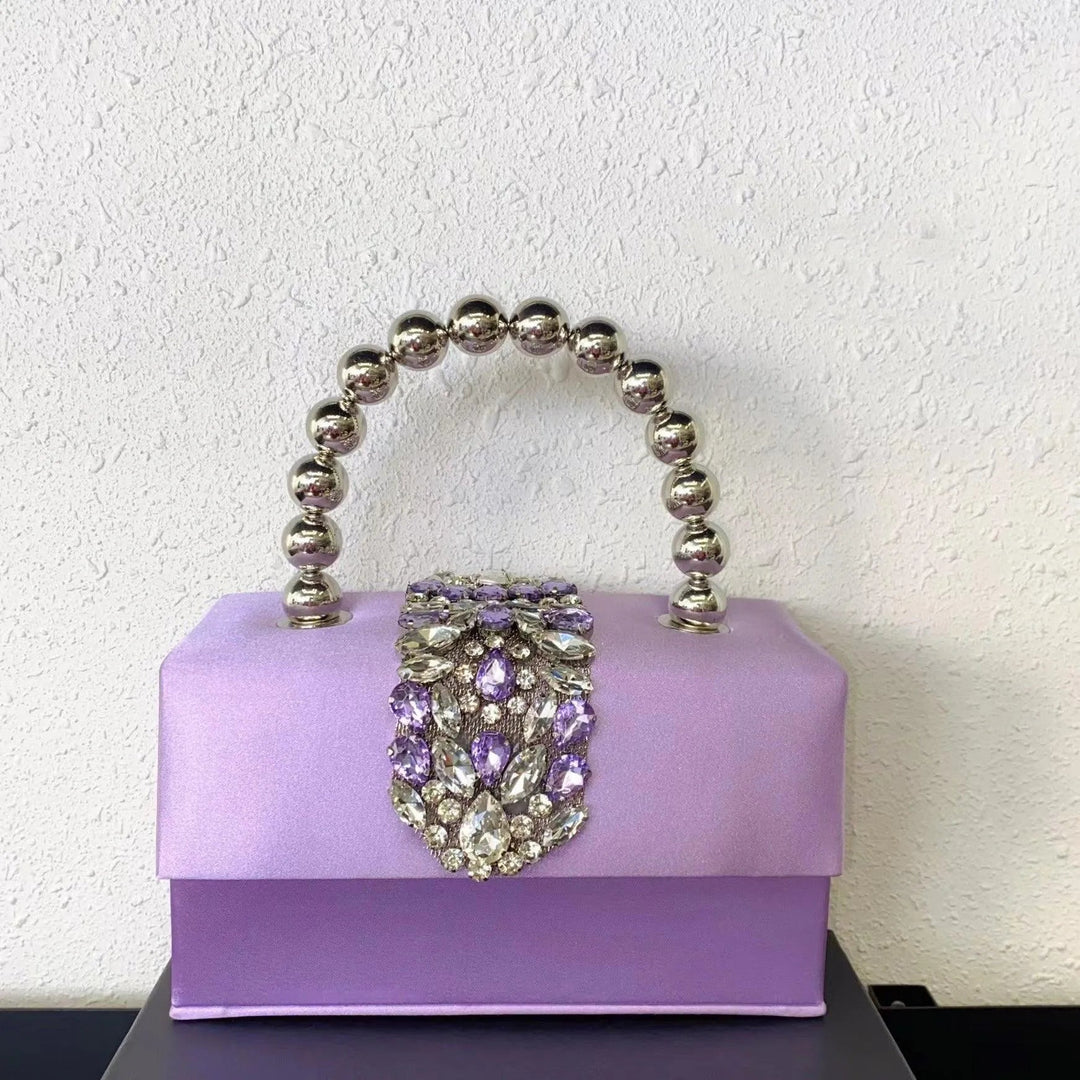 Levoire | Petit sac carré avec des strass français brillants en tête de diamant Lila
