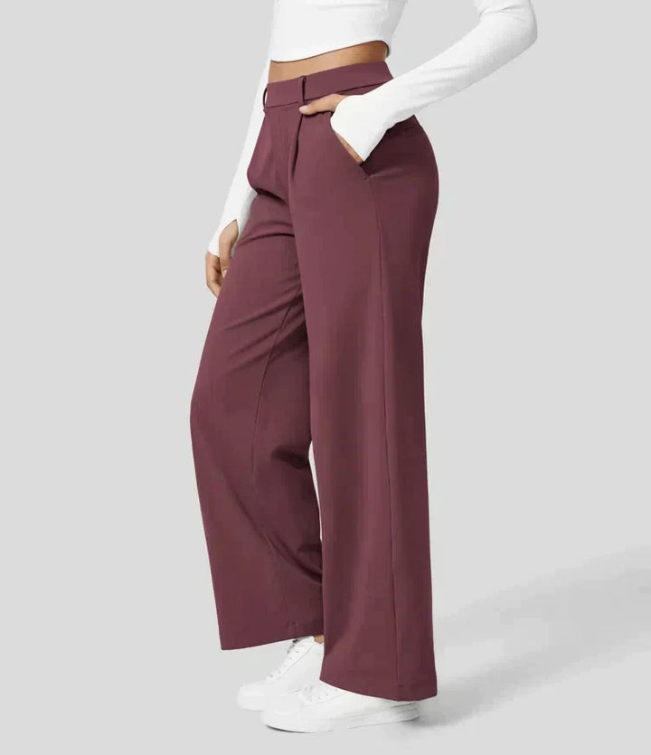 Levoire | Pantalon Palazzo Évasé Taille Haute Pour Femmes Mahogany red