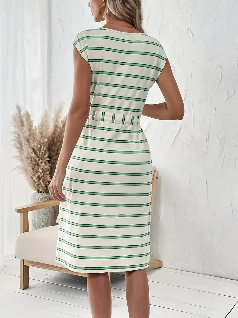 Levoire | Robe À Imprimé Rayé Et Encolure Ronde
