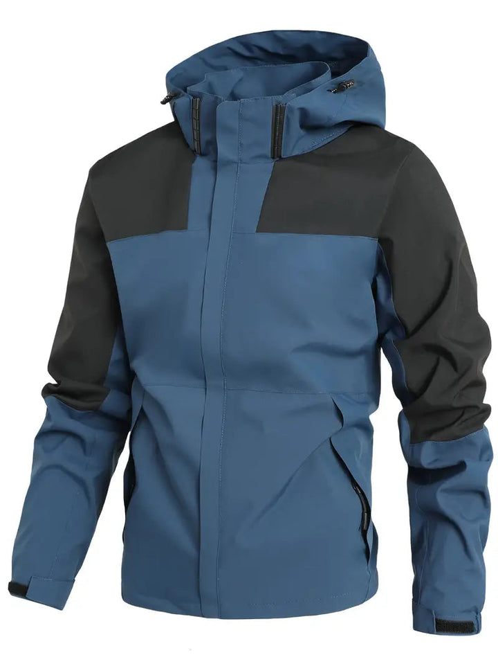 Levoire | Veste Imperméable Avec Capuche, À Manches Longues Et Zip Bleu