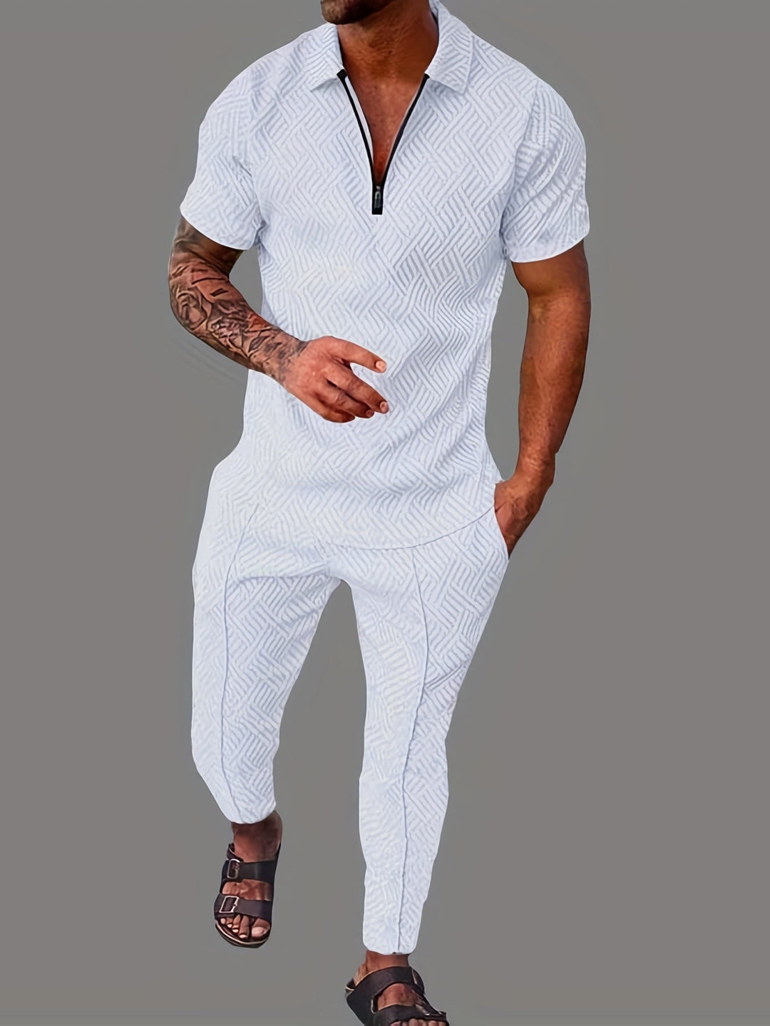 Levoire | Ensemble De Loisirs 2 Pièces Homme Avec Haut Et Pantalon Blanc