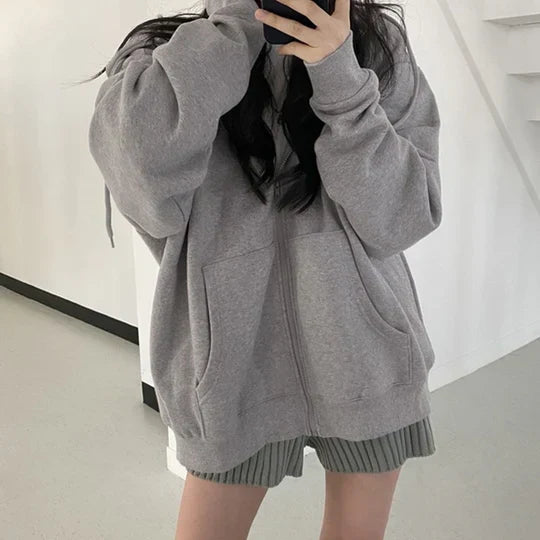 Levoire | Pull À Capuche Oversized Décontracté Pour Femmes Gris
