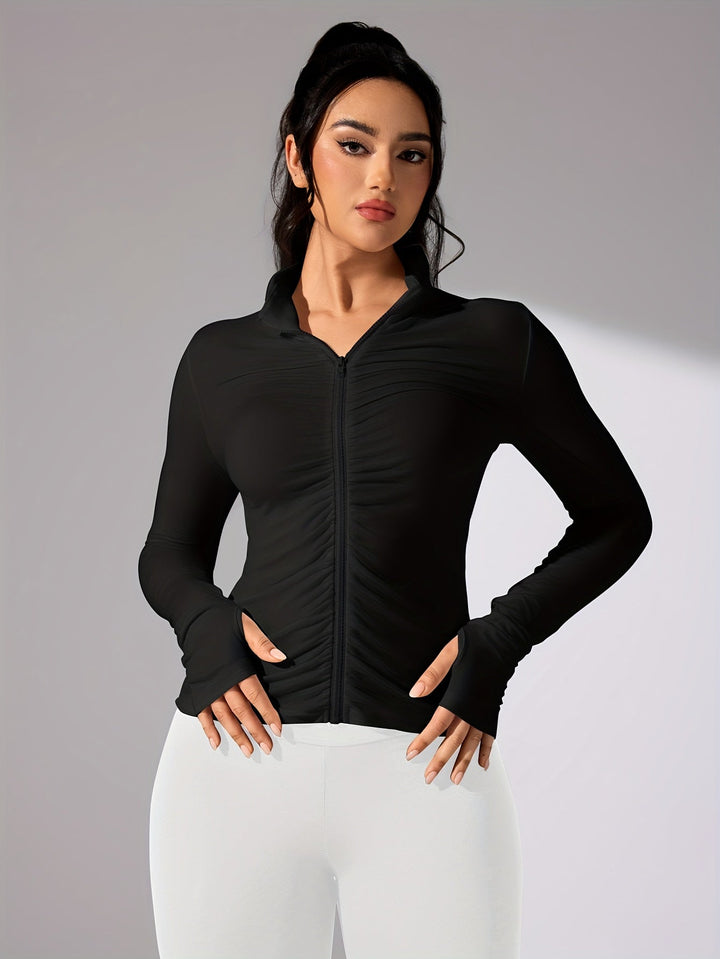 Levoire | Couleur Unique, Veste De Sport Décontractée À Manches Longues Et Fermeture Éclair Sur Toute La Longueur