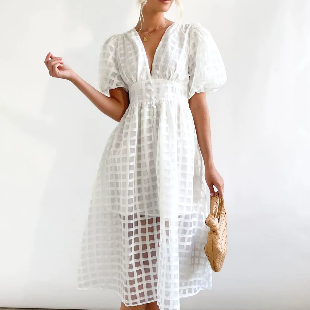 Levoire | Robe Longue En Tulle Avec Des Manches Bouffantes