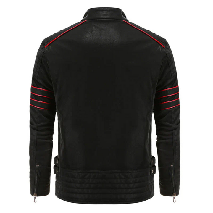 Levoire | Veste De Motard Stylée Avec Des Accents Rouges