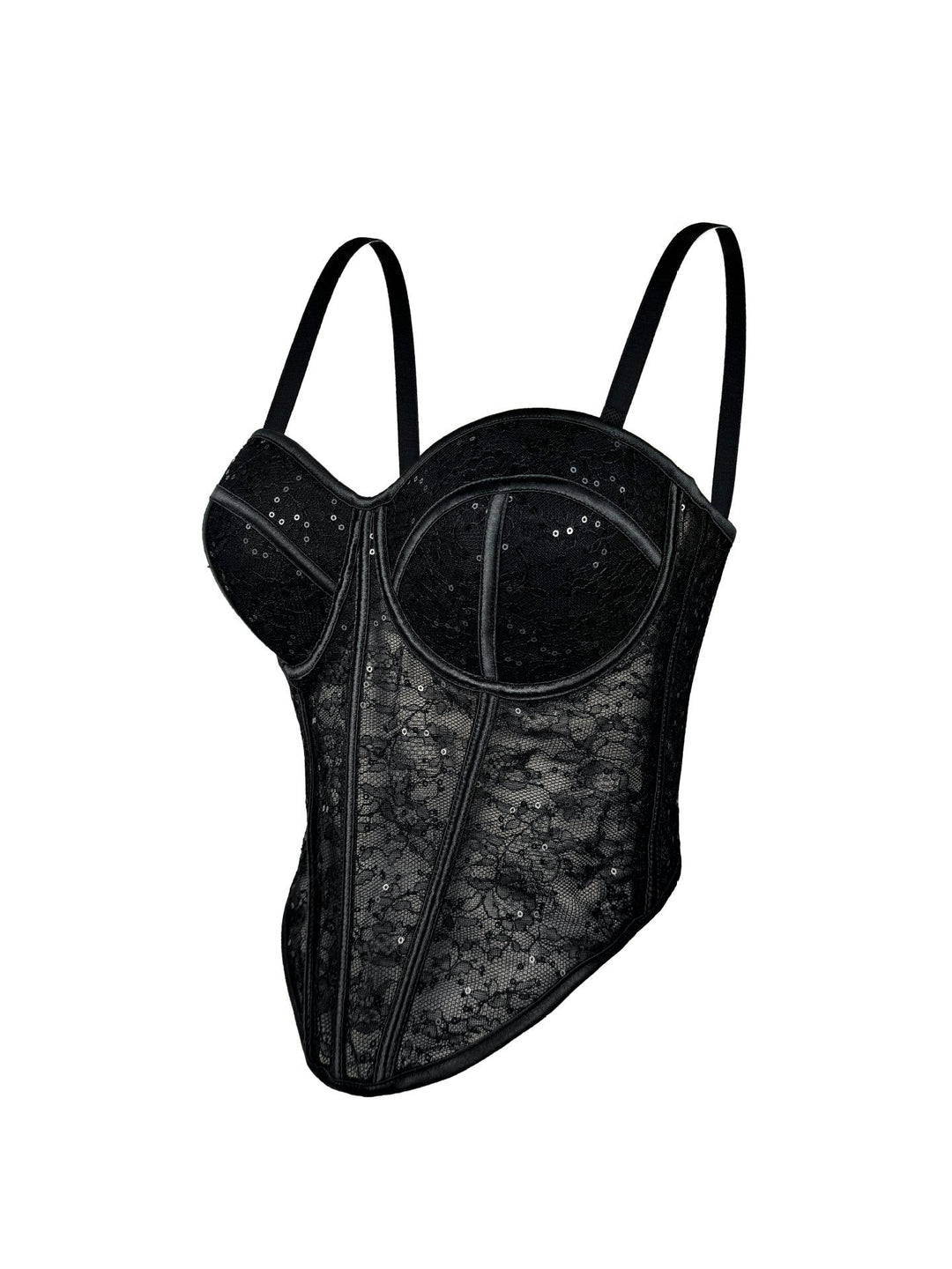 Levoire | Corset en filet transparent avec des détails en dentelle Noir