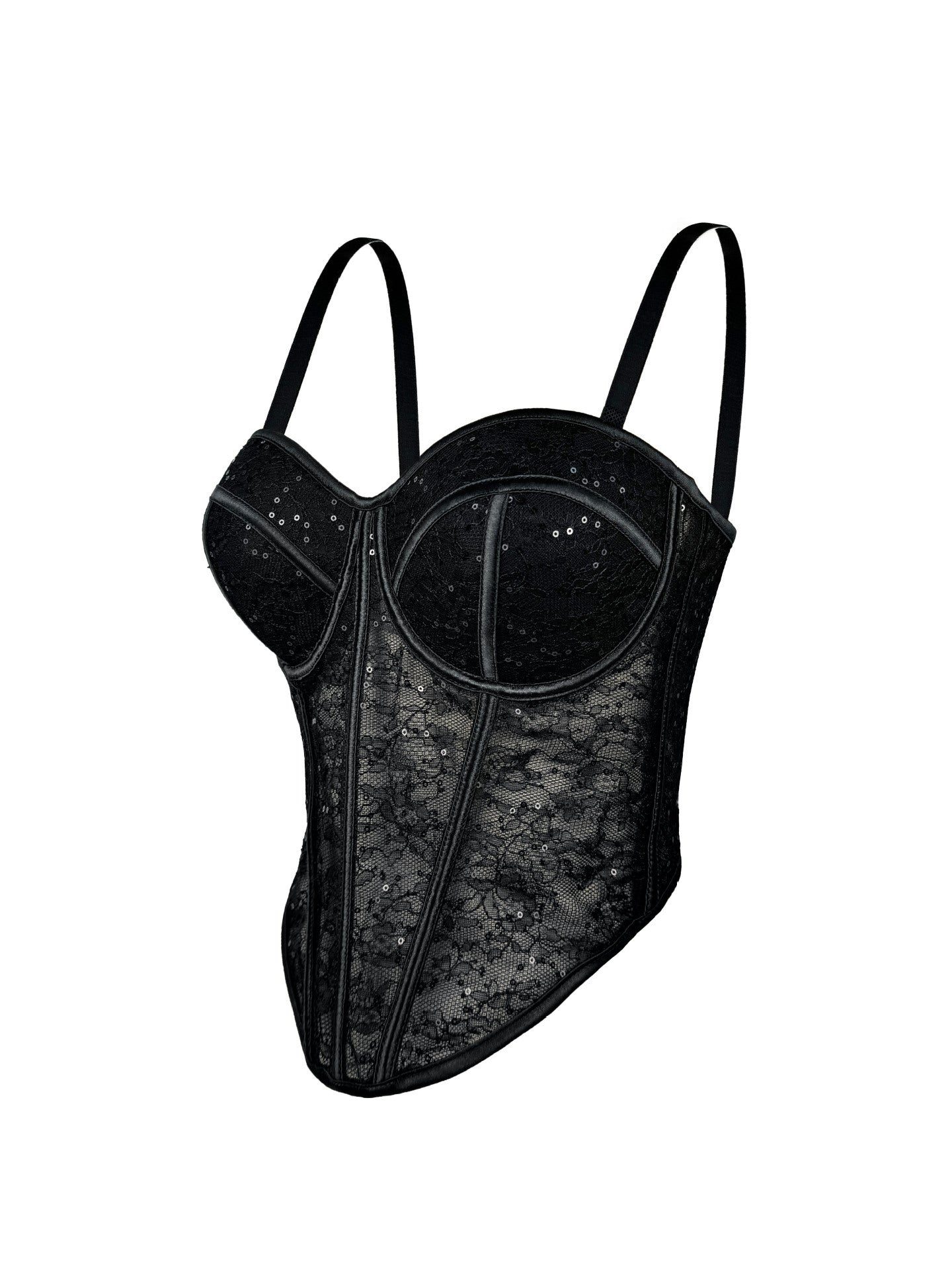 Levoire | Corset en filet transparent avec des détails en dentelle Noir