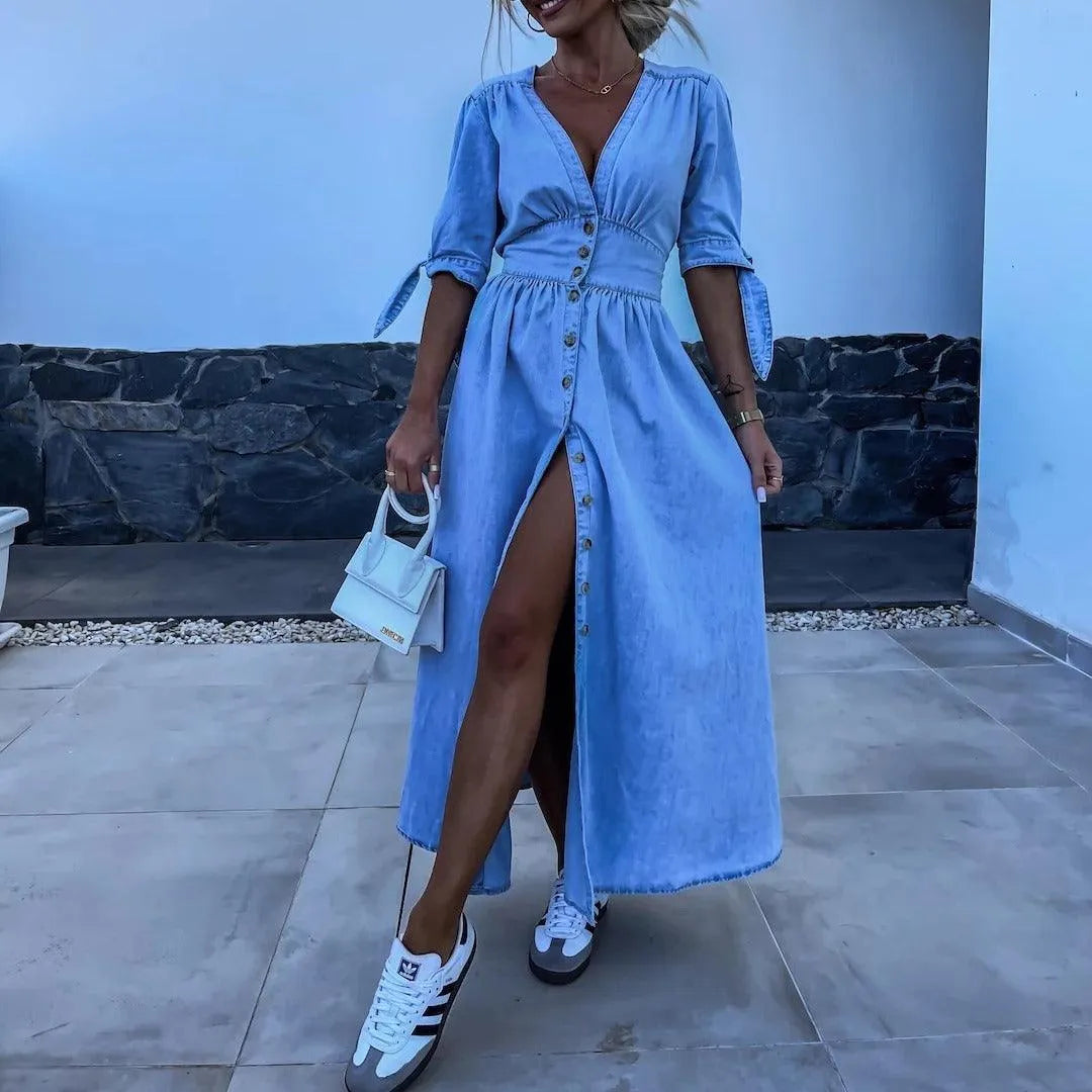 Levoire | Robe en denim à décolleté en V
