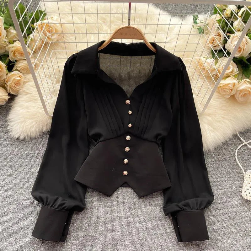 Levoire | Blouse à manches longues avec décolleté en V Noir