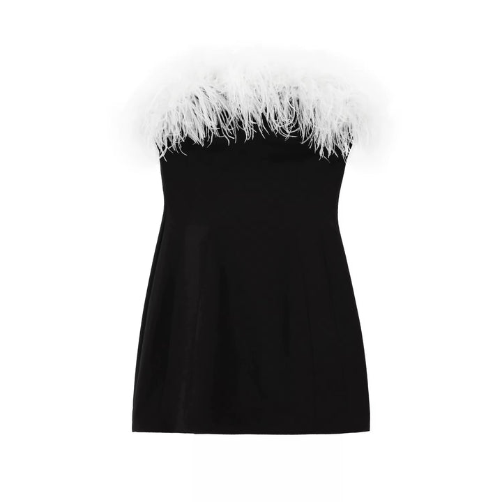 Levoire | Robe De Cocktail Noire Avec Garniture En Plumes