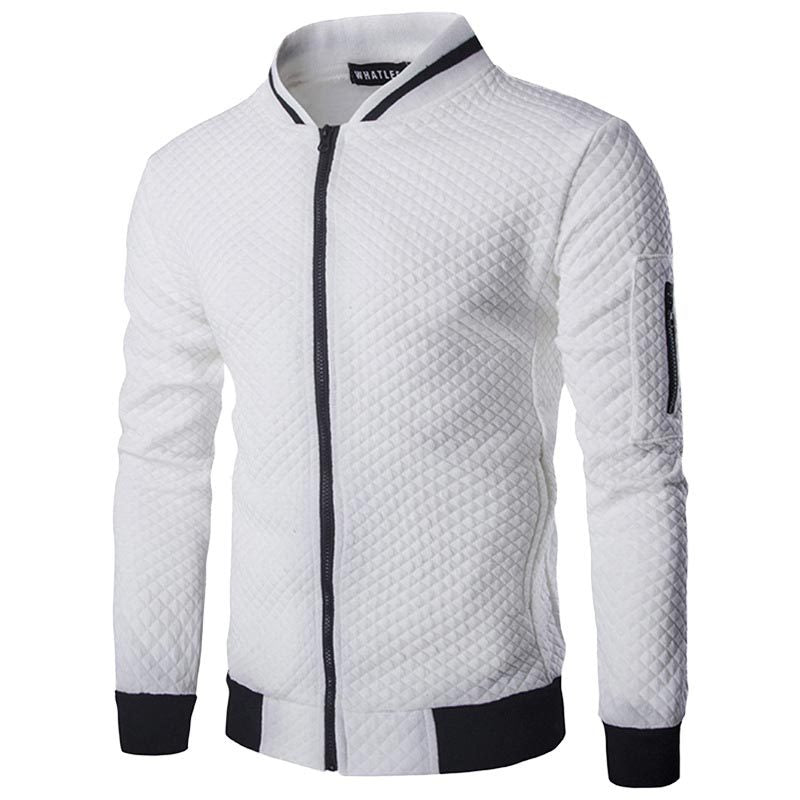 Levoire | Veste À Motifs Pour Hommes Avec Col Montant Et Fermeture Éclair blanc