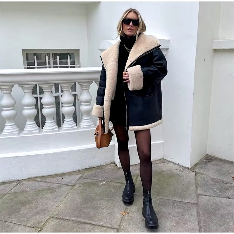 Levoire | Grande Taille Veste En Cuir Avec Doublure En Shearling