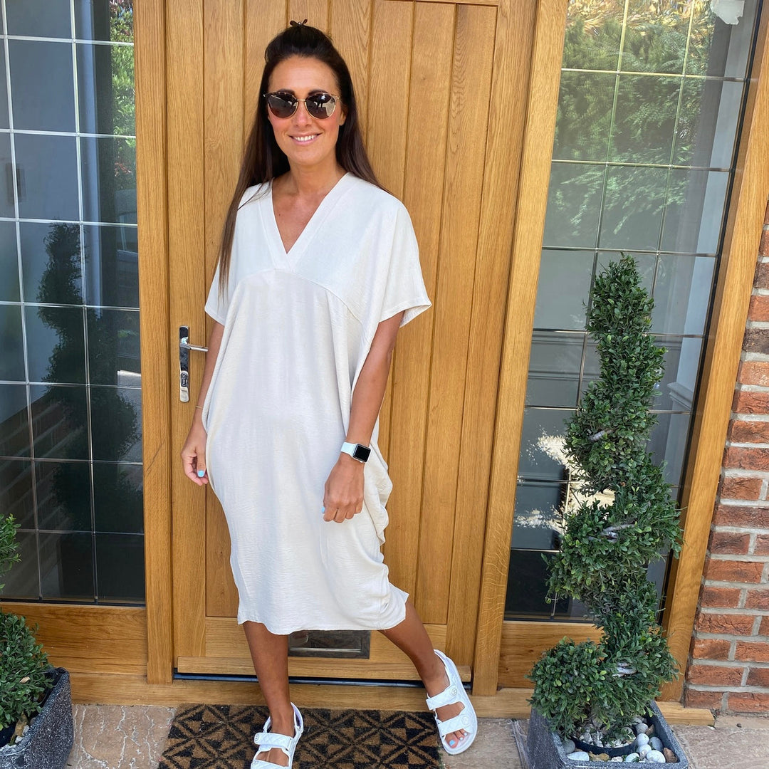 Levoire | Robe Midi Avec Décolleté En V Blanc