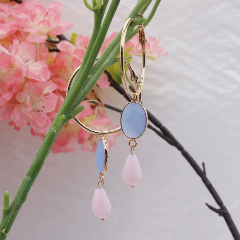 Levoire | Boucles D'Oreilles En Or Avec Des Pierres Colorées Or Bleu clair