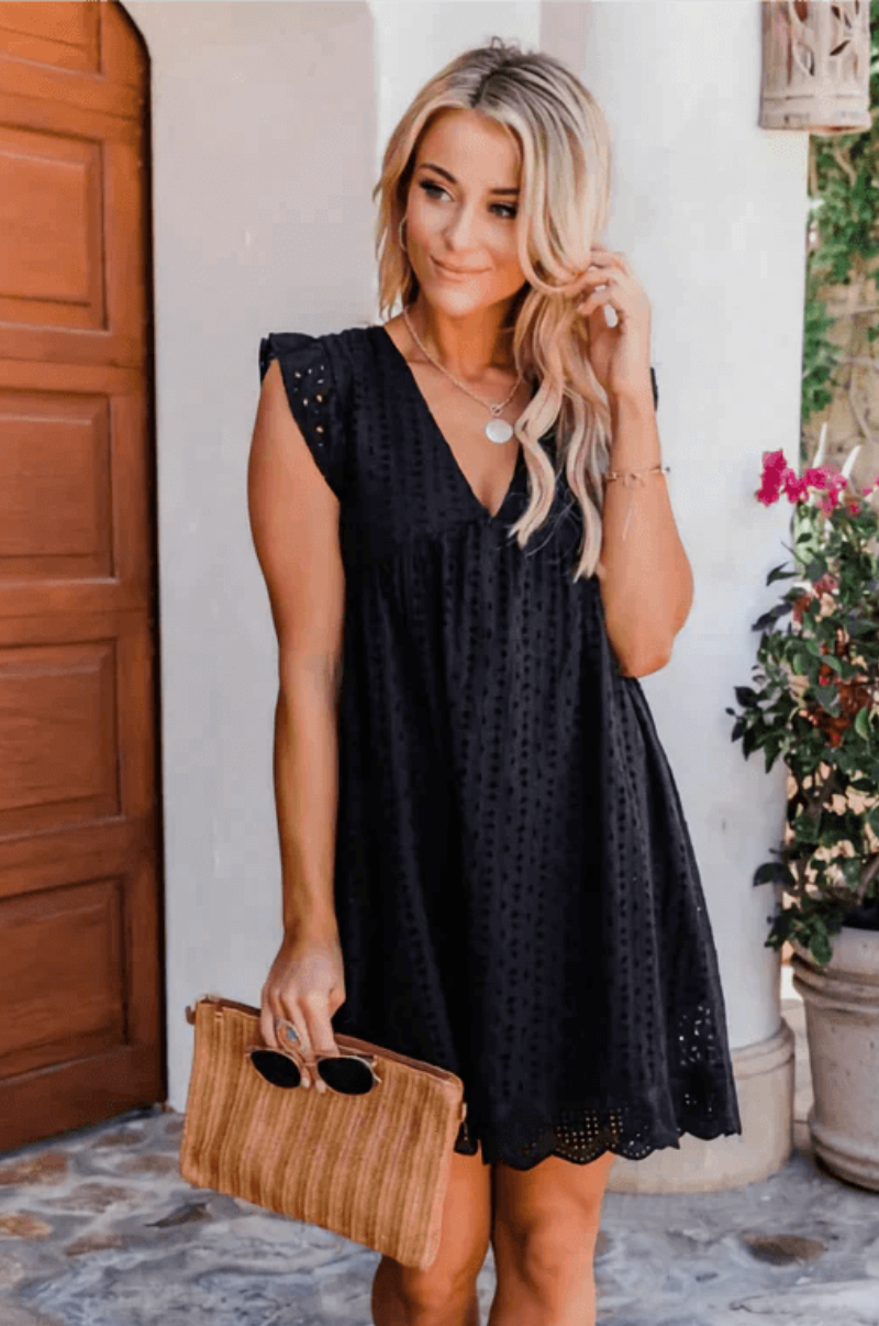 Levoire | Robe d'été pour femmes avec pantalon Robe femme confortable Noir