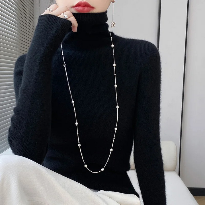 Levoire | Pull en cachemire pour femmes Pull à col élégant en laine luxueuse Noir