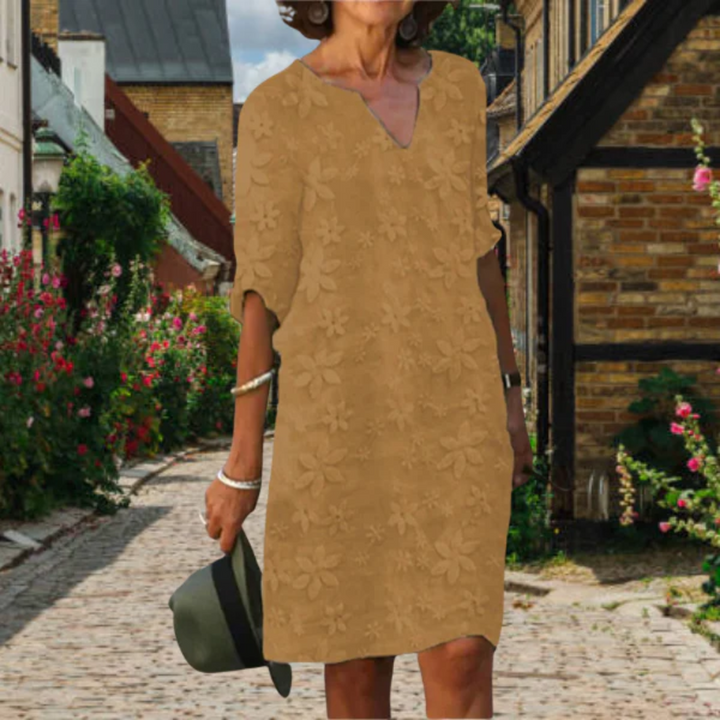 Levoire | Robe Mini Décontractée Col V Pour Femmes Kaki