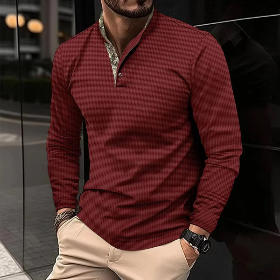 Levoire | Chemise À Manches Longues Pour Hommes Avec Col Montant Rot
