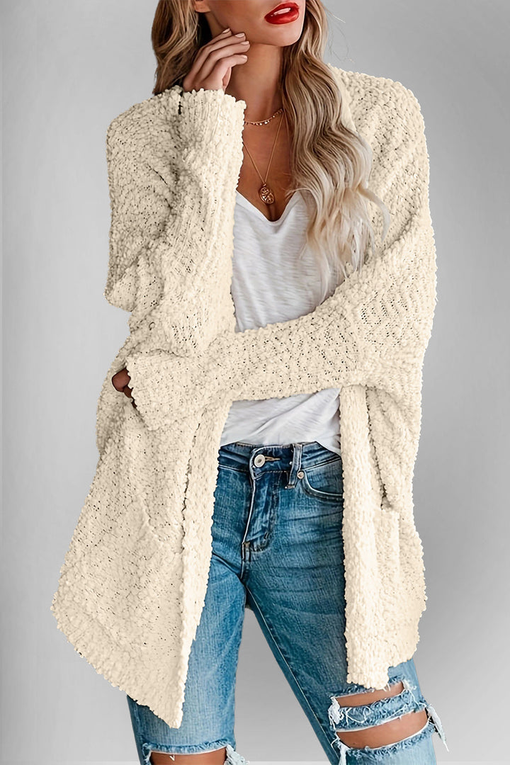 Levoire | Doppel Take Offene Front Long Manches Cardigan Avec Poches Beige