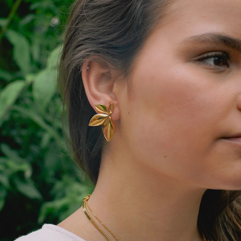 Levoire | Boucles D'Oreilles En Feuilles Dorées