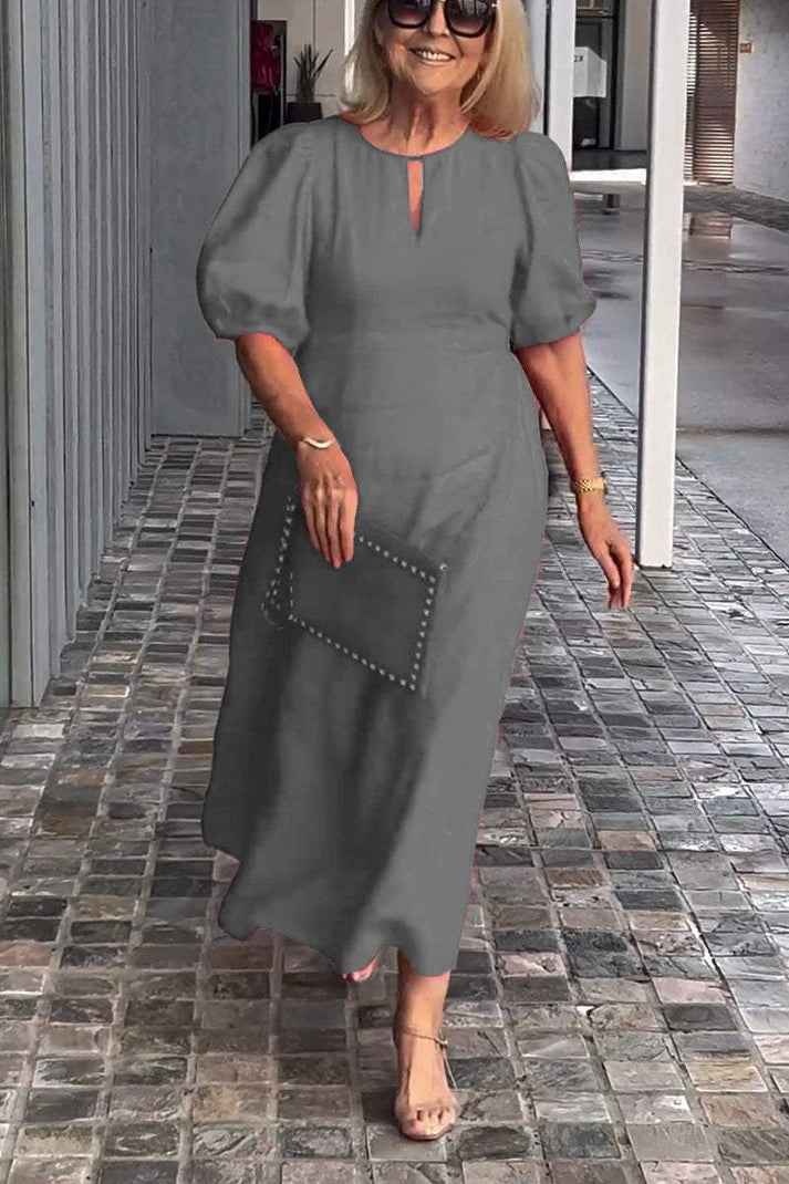 Levoire | Robe unie en coton et lin Gris