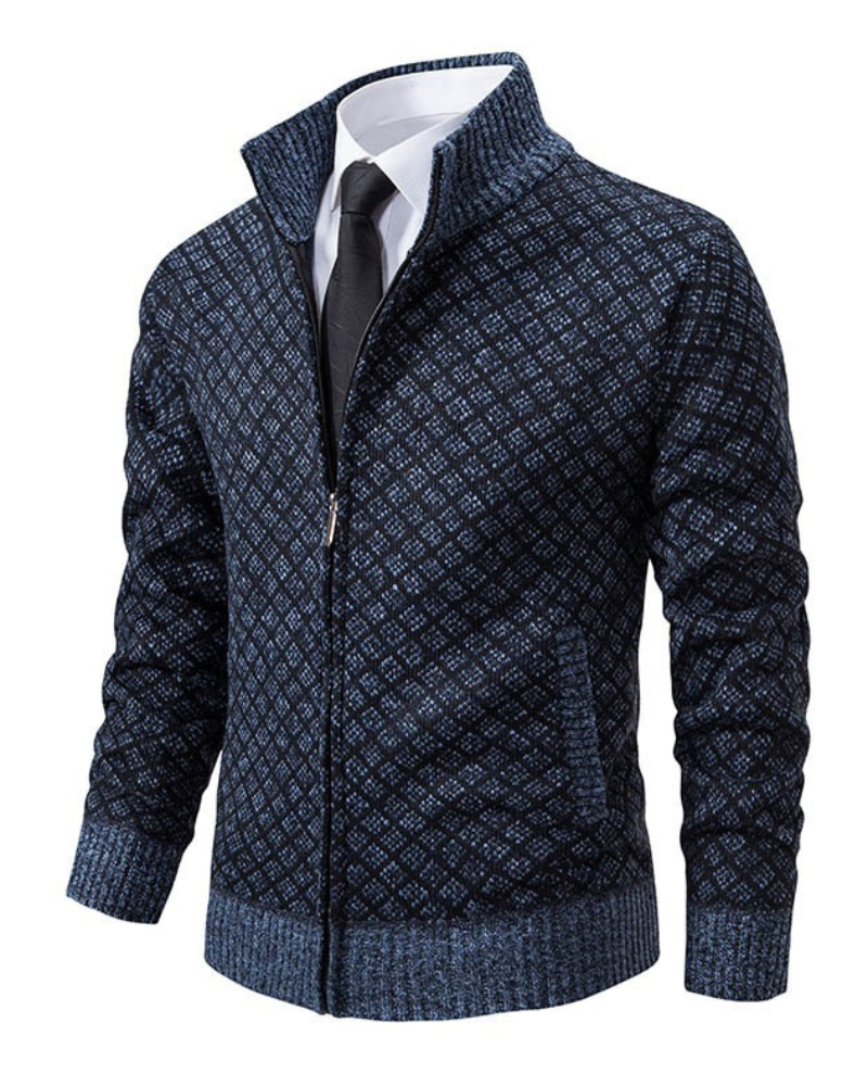 Levoire | Slim Fit Veste à manches longues avec fermeture éclair Bleu