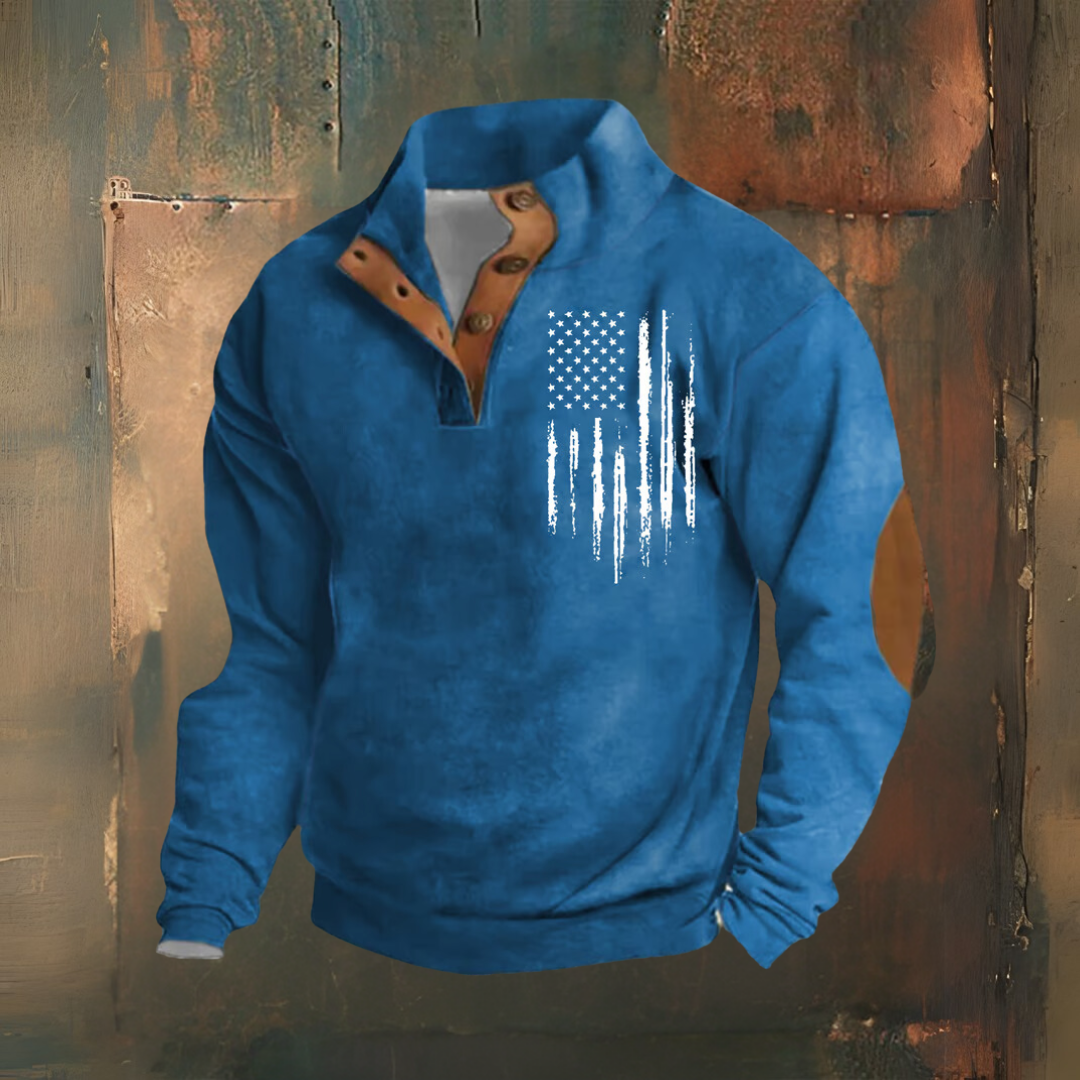 Levoire | Pull Avec Imprimé Drapeau Vintage Bleu